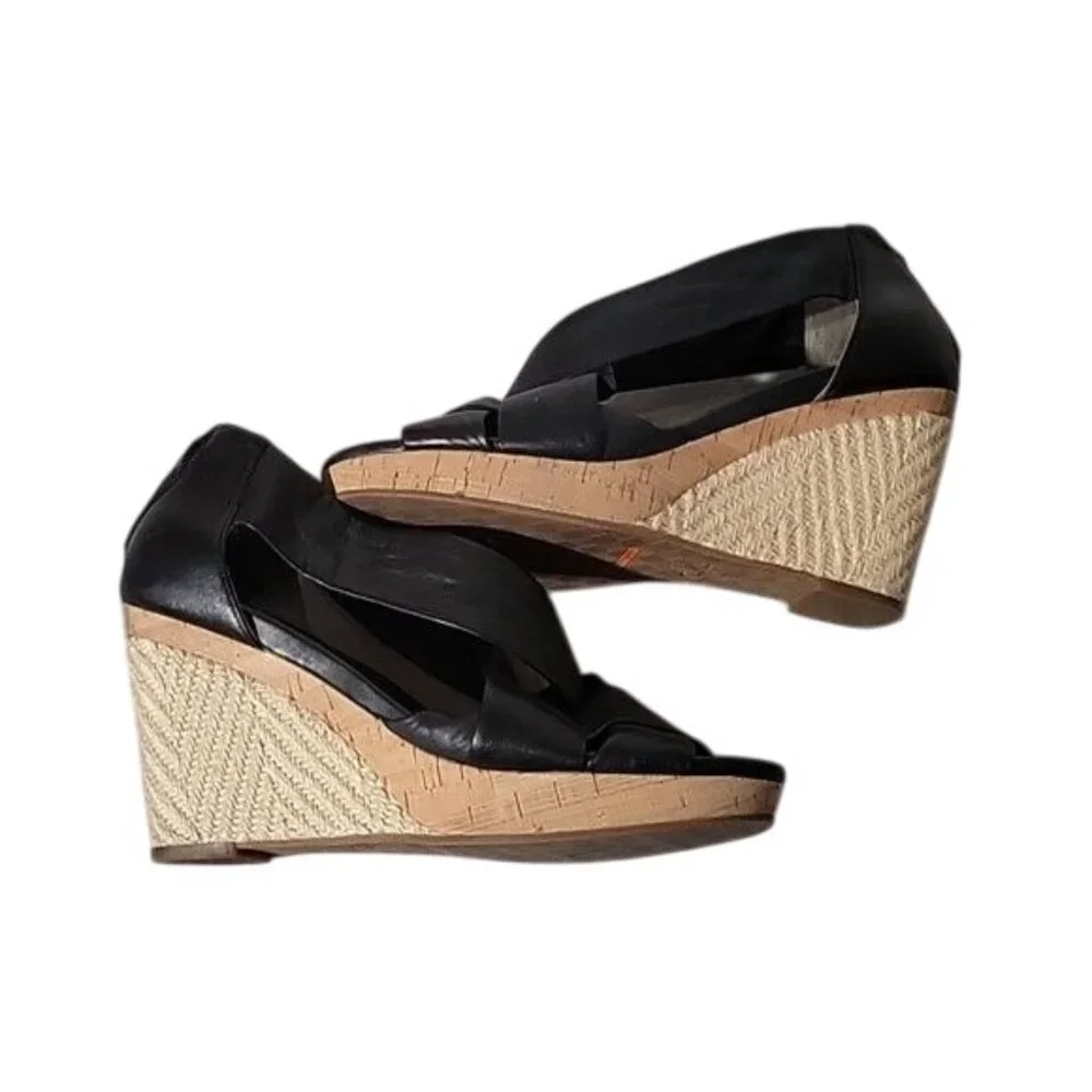 NIKE AIR Colaboration Lambskin leather wedge 8 Black Sexy Summer Comfy‎
